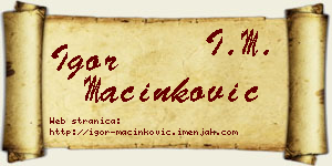 Igor Mačinković vizit kartica